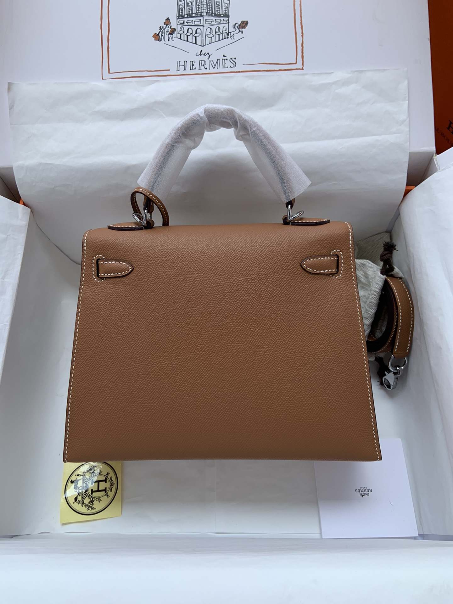 HERMES Kelly 25 Gold Epsom Silver-tone Hardware