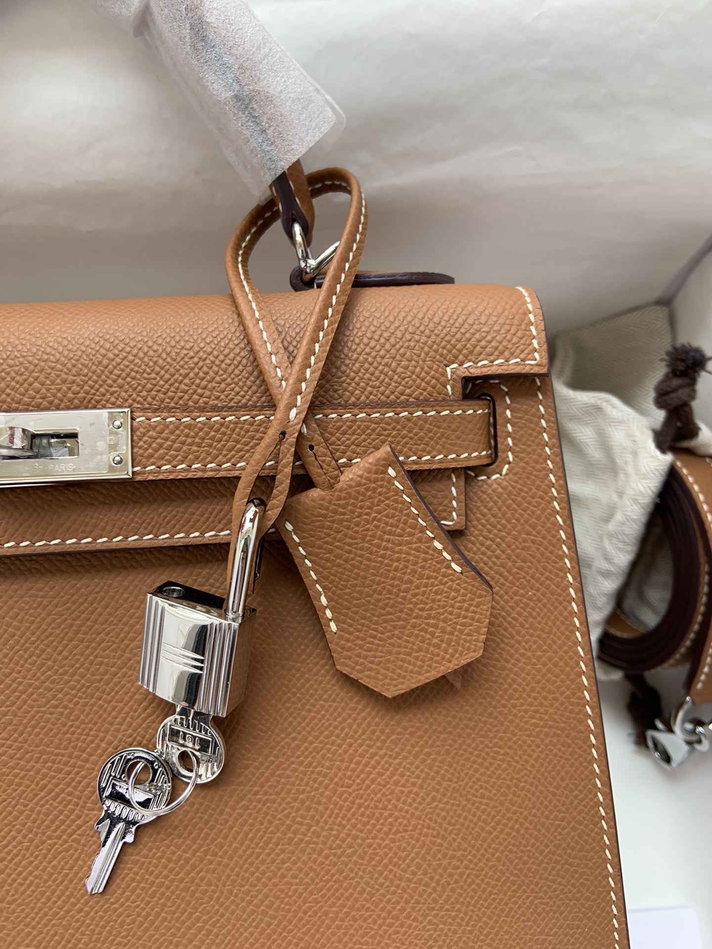 HERMES Kelly 25 Gold Epsom Silver-tone Hardware