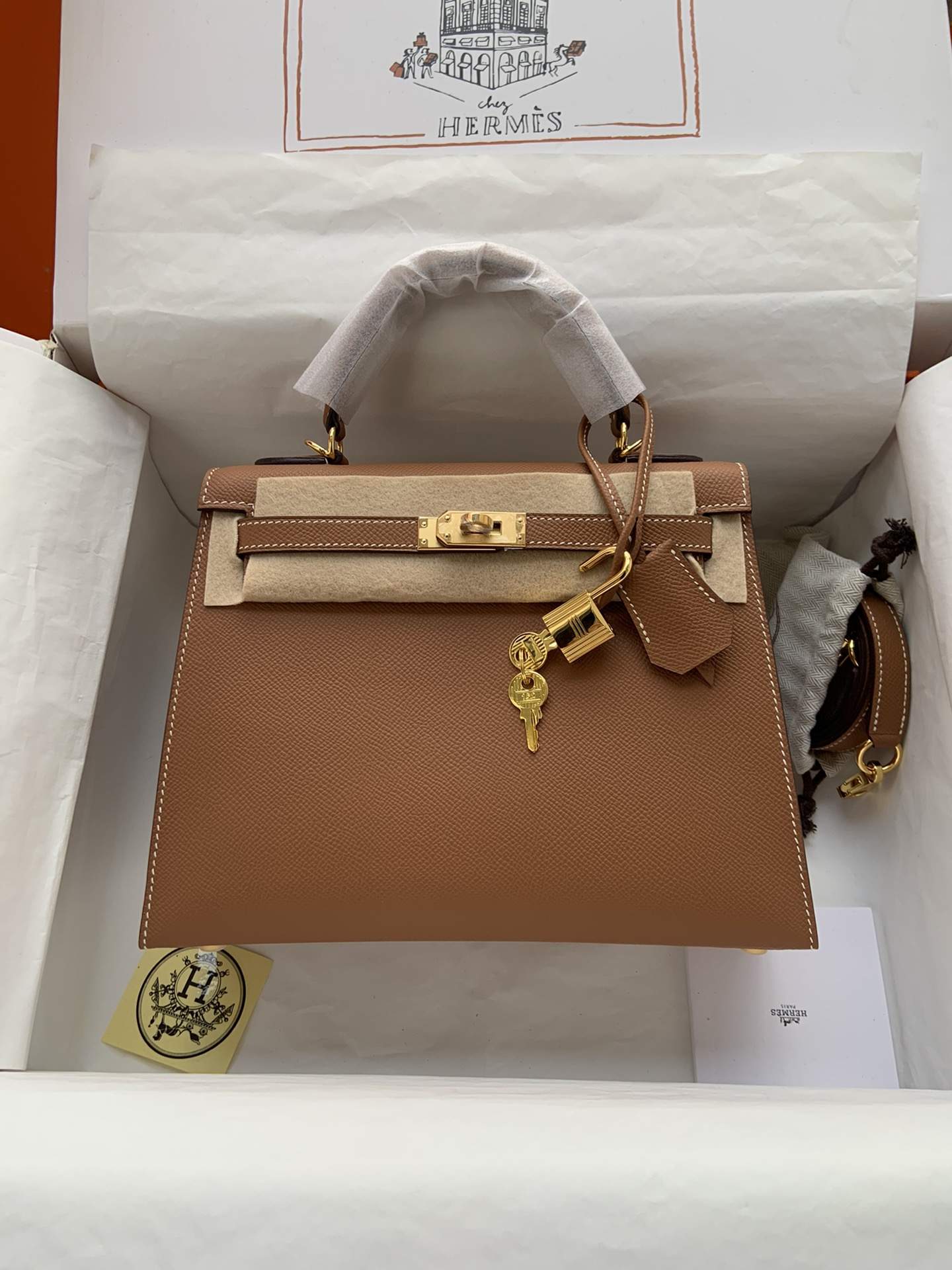 HERMES Kelly 25 Gold Epsom Gold-tone Hardware