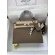 HERMES Kelly 25 Etoupe Epsom Silver-tone Hardware