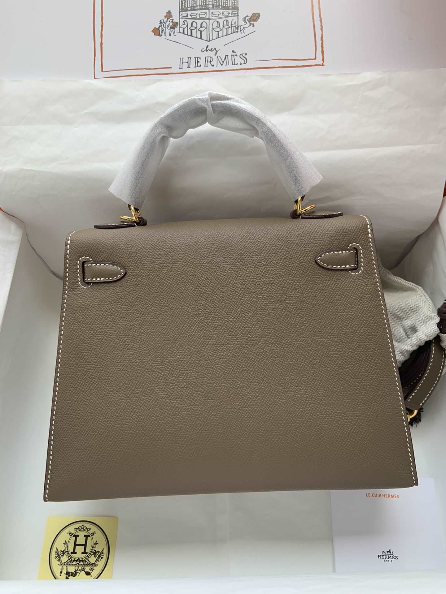 HERMES Kelly 25 Etoupe Epsom Gold-tone Hardware