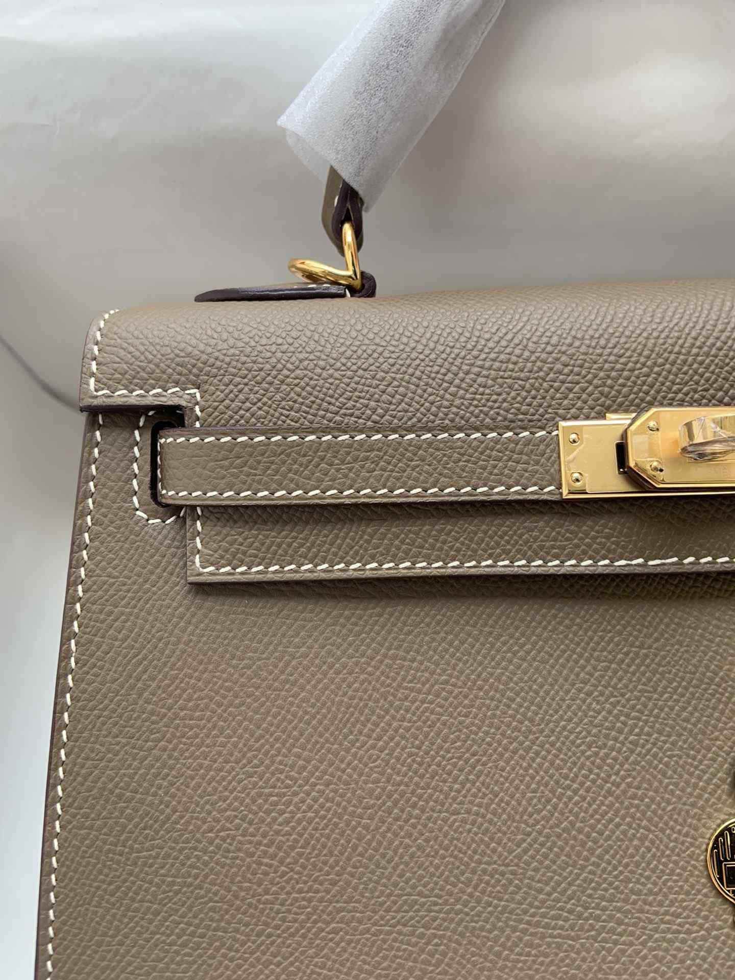 HERMES Kelly 25 Etoupe Epsom Gold-tone Hardware