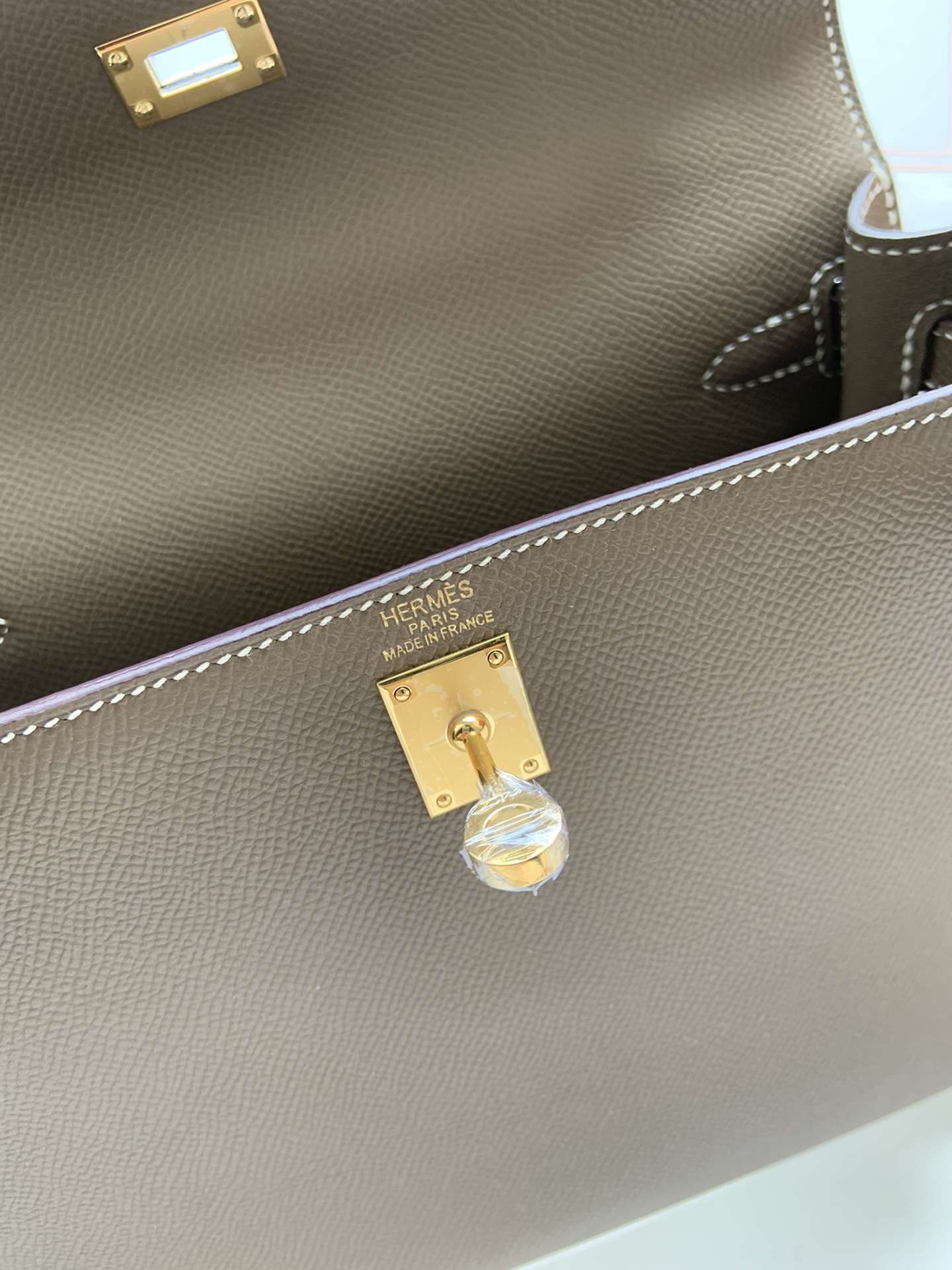 HERMES Kelly 25 Etoupe Epsom Gold-tone Hardware