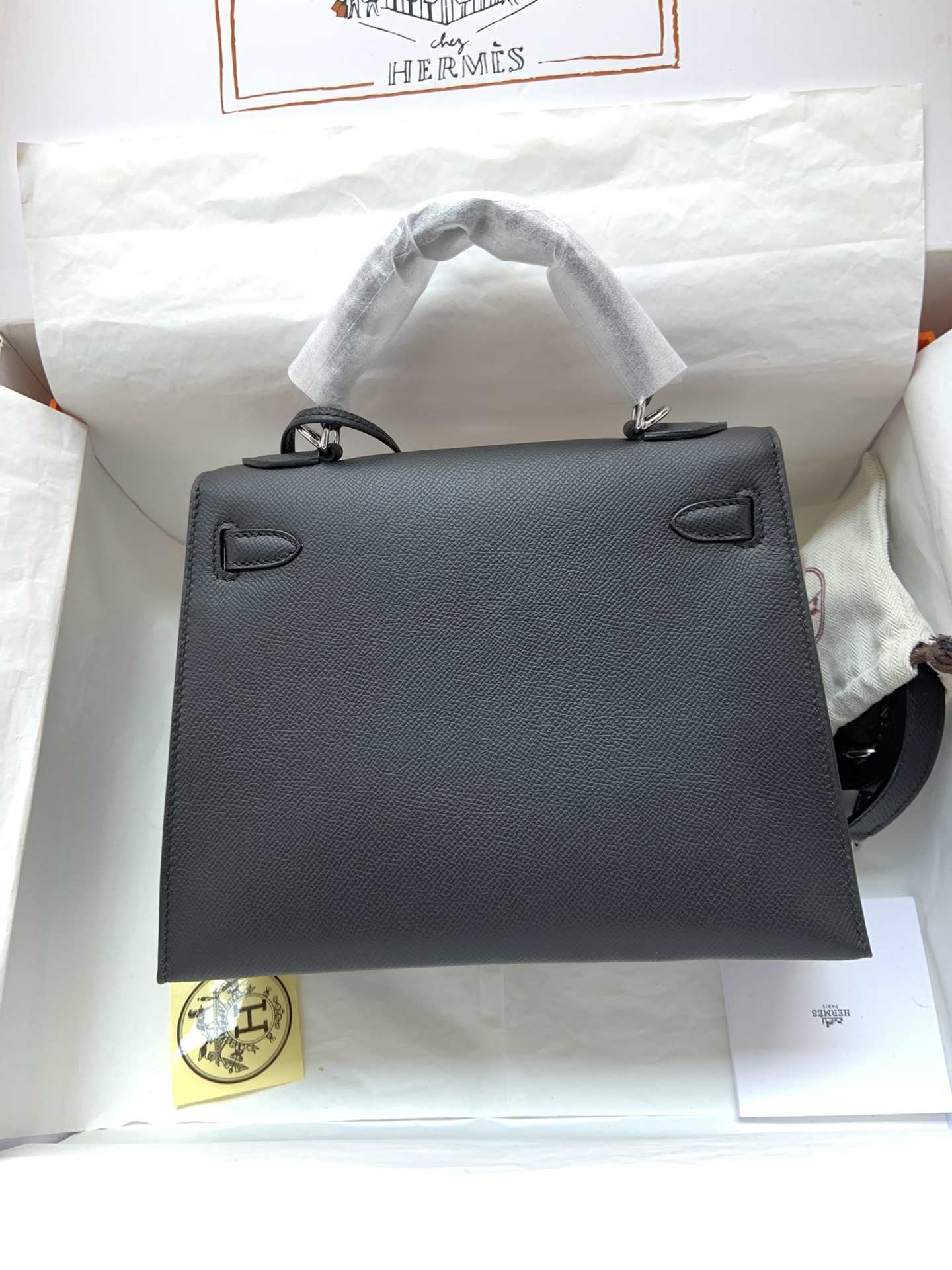 HERMES Kelly 25 Nior Epsom Silver-tone Hardware