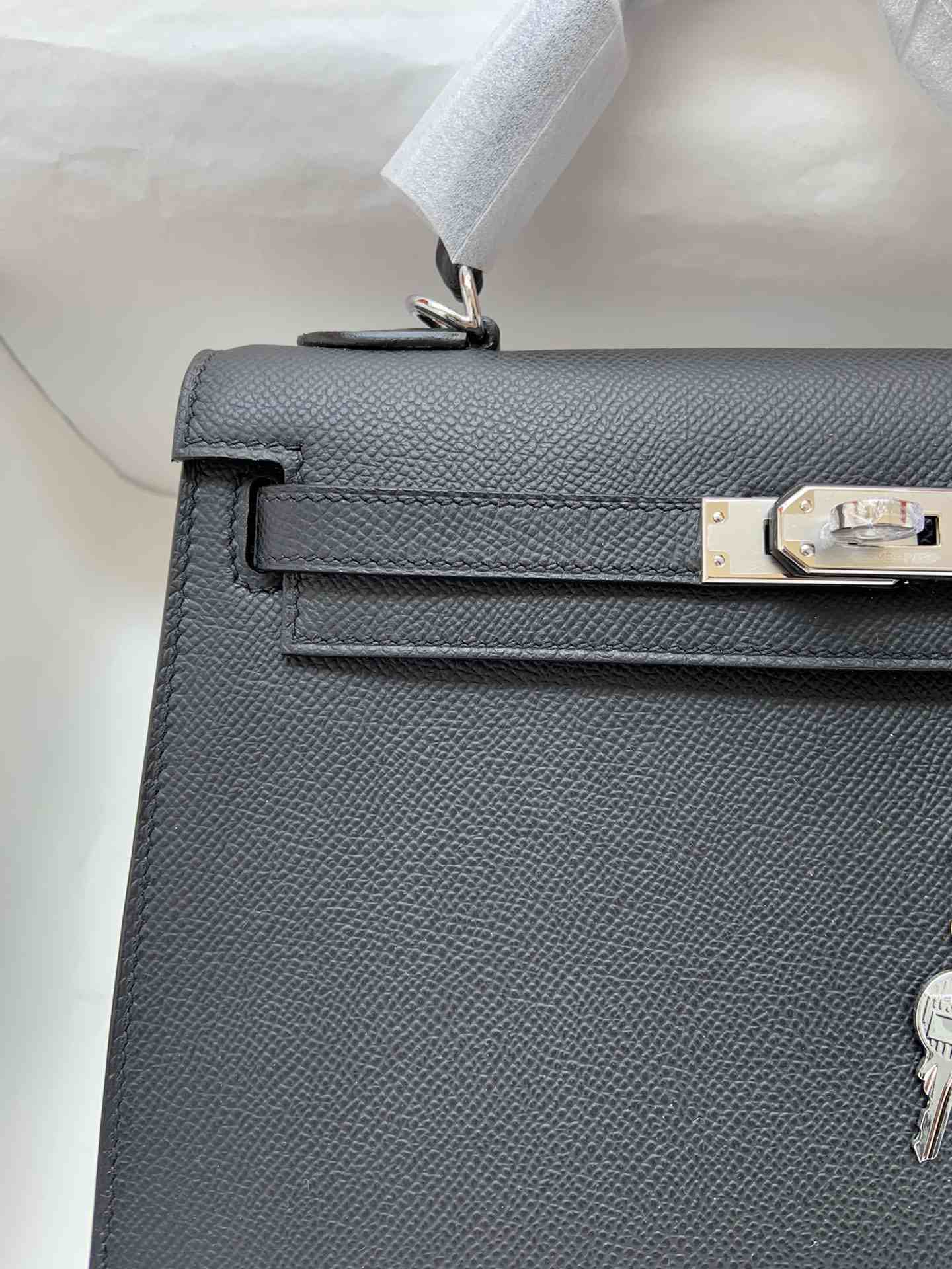 HERMES Kelly 25 Nior Epsom Silver-tone Hardware