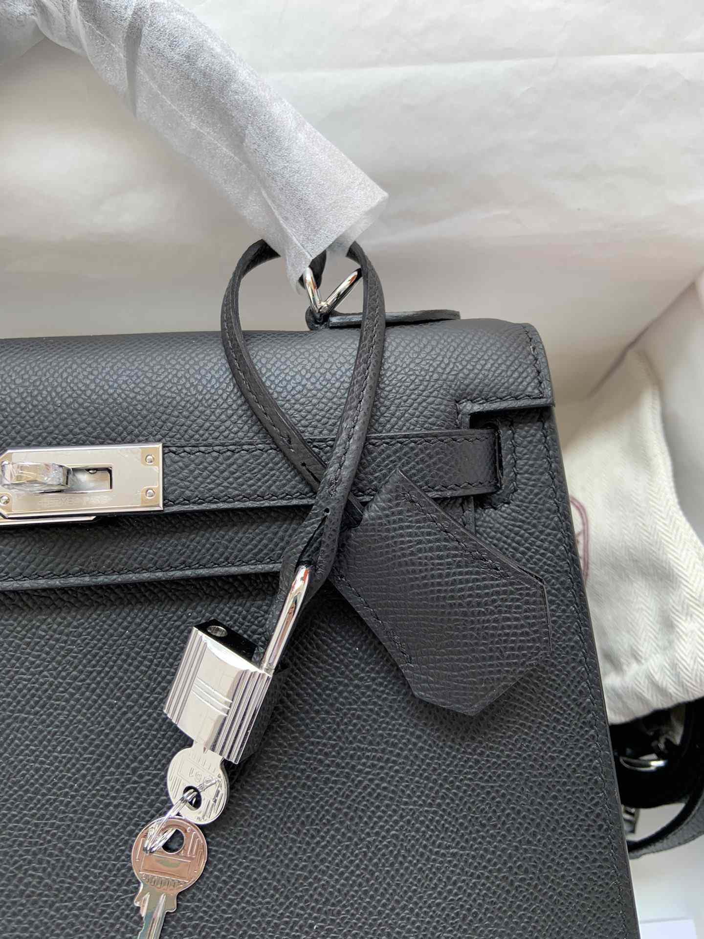 HERMES Kelly 25 Nior Epsom Silver-tone Hardware