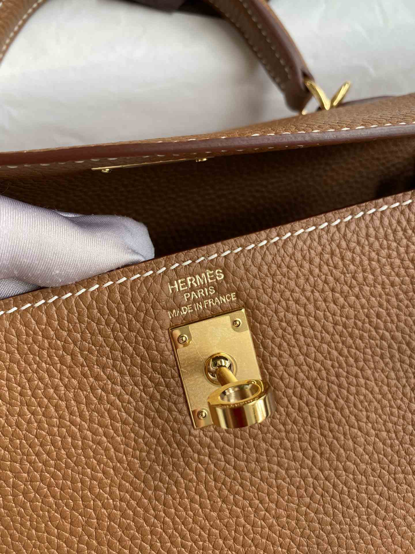 HERMES Kelly 25 Gold Togo Gold-tone Hardware