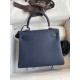 HERMES Kelly 25 Bleu Sapphir Togo Silver-tone Hardware