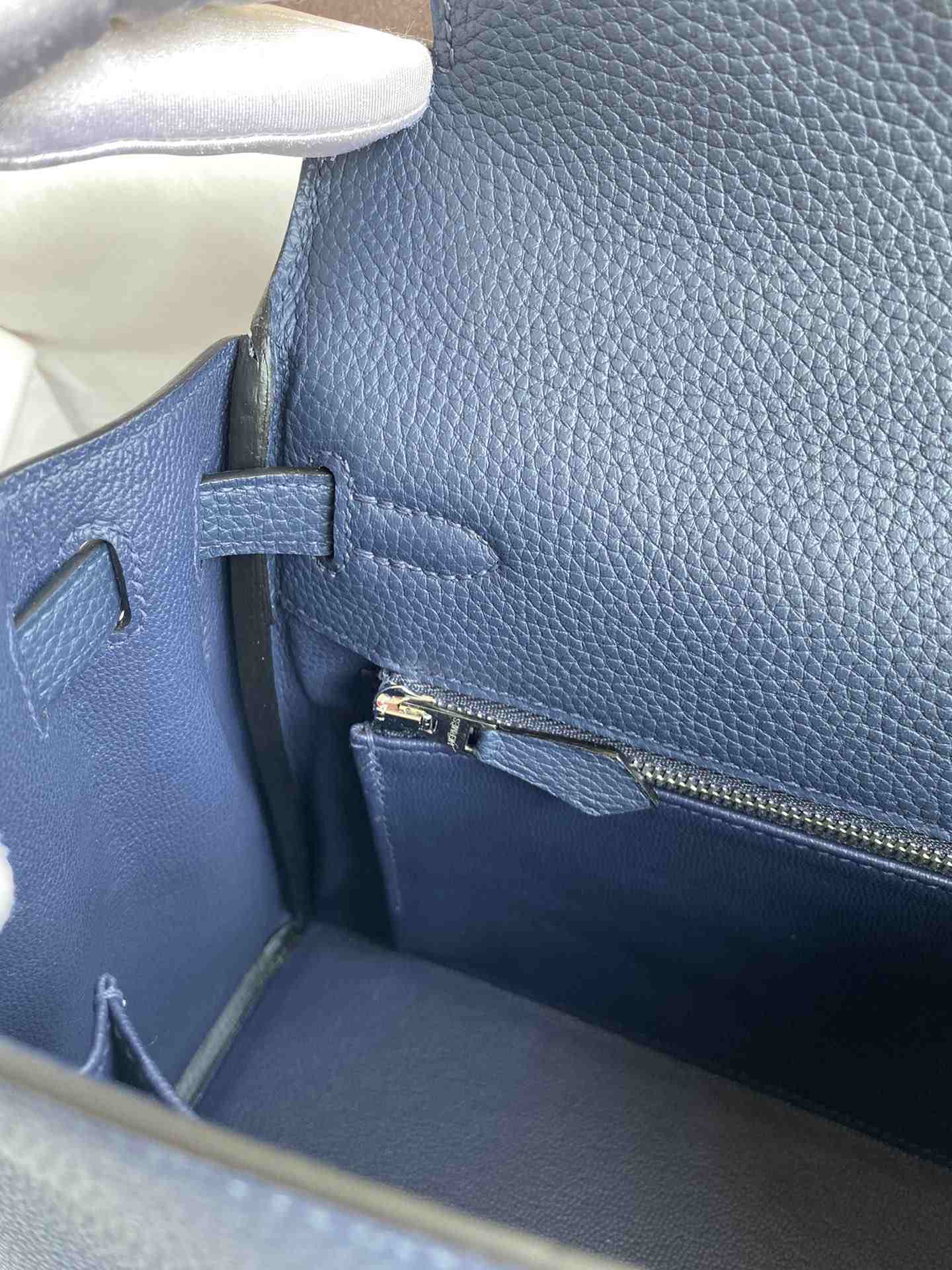 HERMES Kelly 25 Bleu Sapphir Togo Silver-tone Hardware