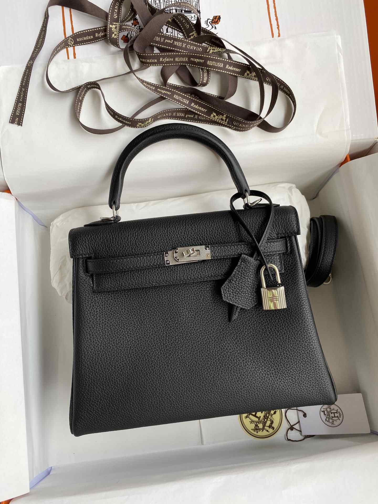 HERMES Kelly 25 Nior Togo Silver-tone Hardware