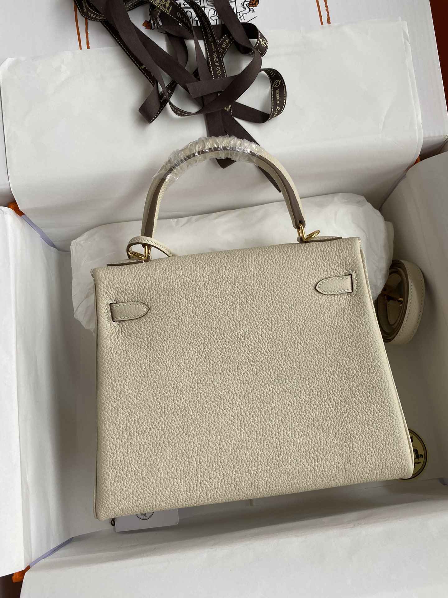 HERMES Kelly 25 Craie Togo Gold-tone Hardware