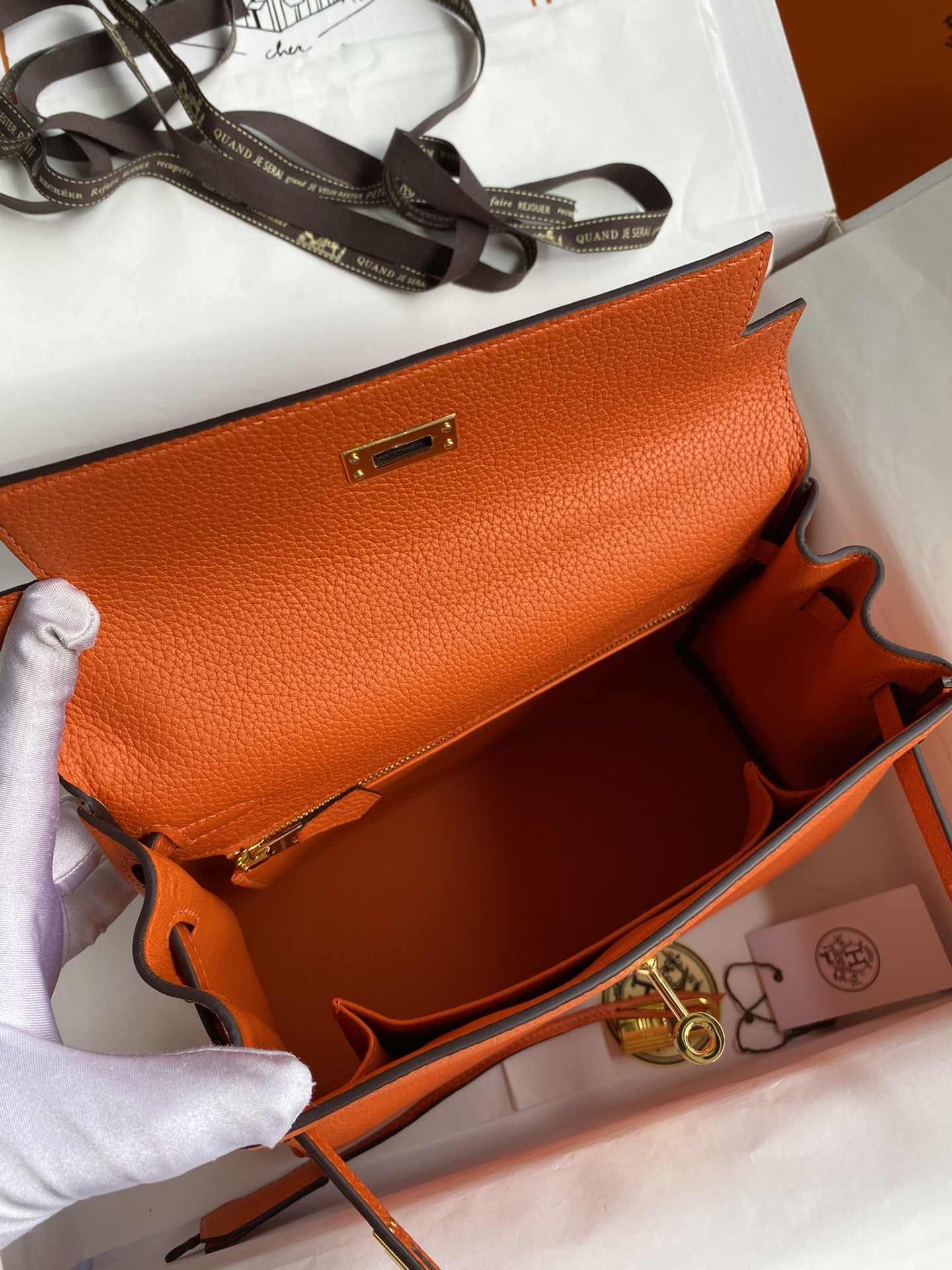 HERMES Kelly 25 Orange Togo Gold-tone Hardware