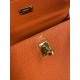 HERMES Kelly 25 Orange Togo Gold-tone Hardware