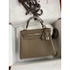 HERMES Kelly 25 Etoupe Togo Silver-tone Hardware