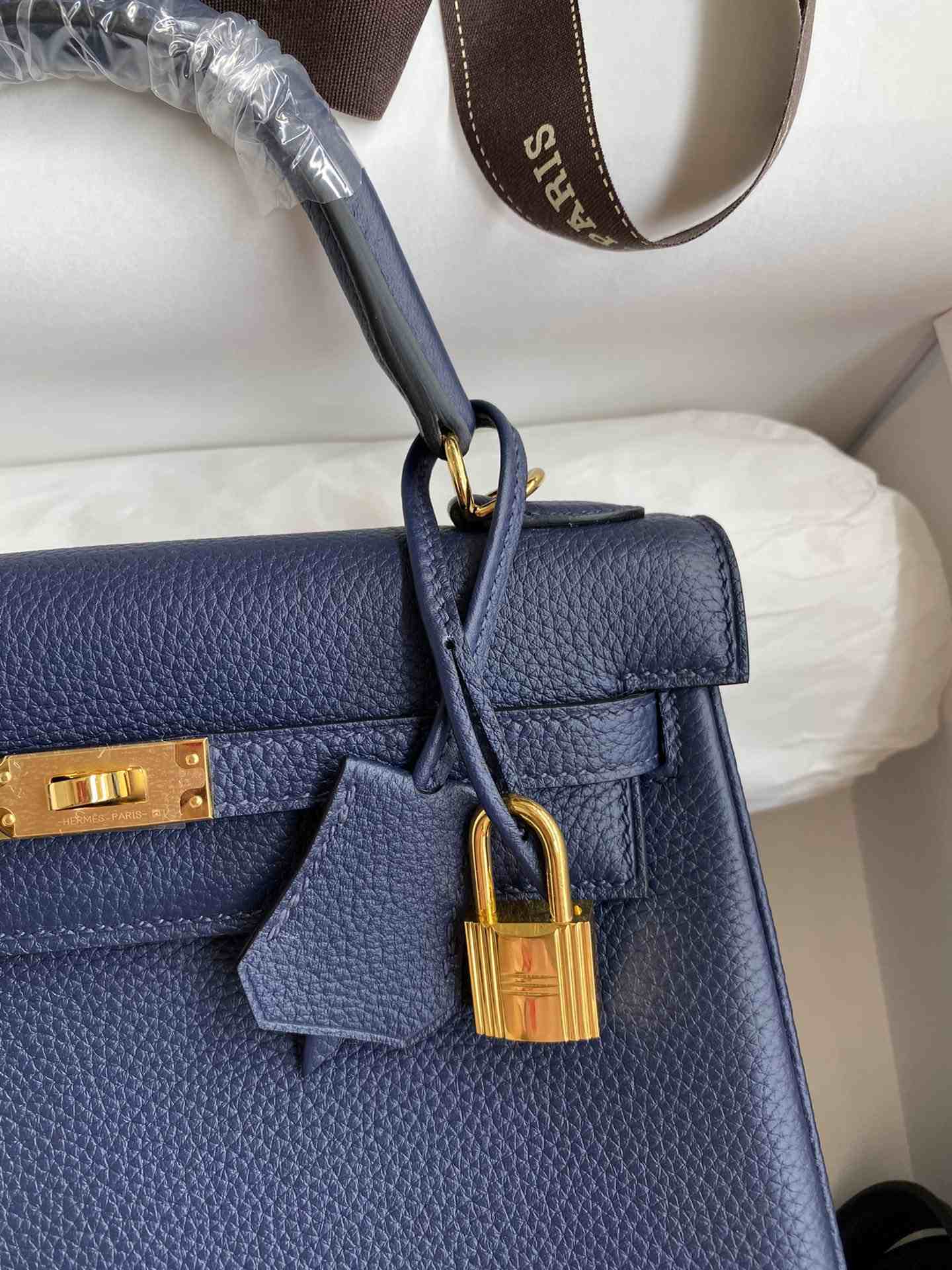 HERMES Kelly 25 Deep Blue Togo Gold-tone Hardware