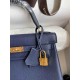 HERMES Kelly 25 Deep Blue Togo Gold-tone Hardware