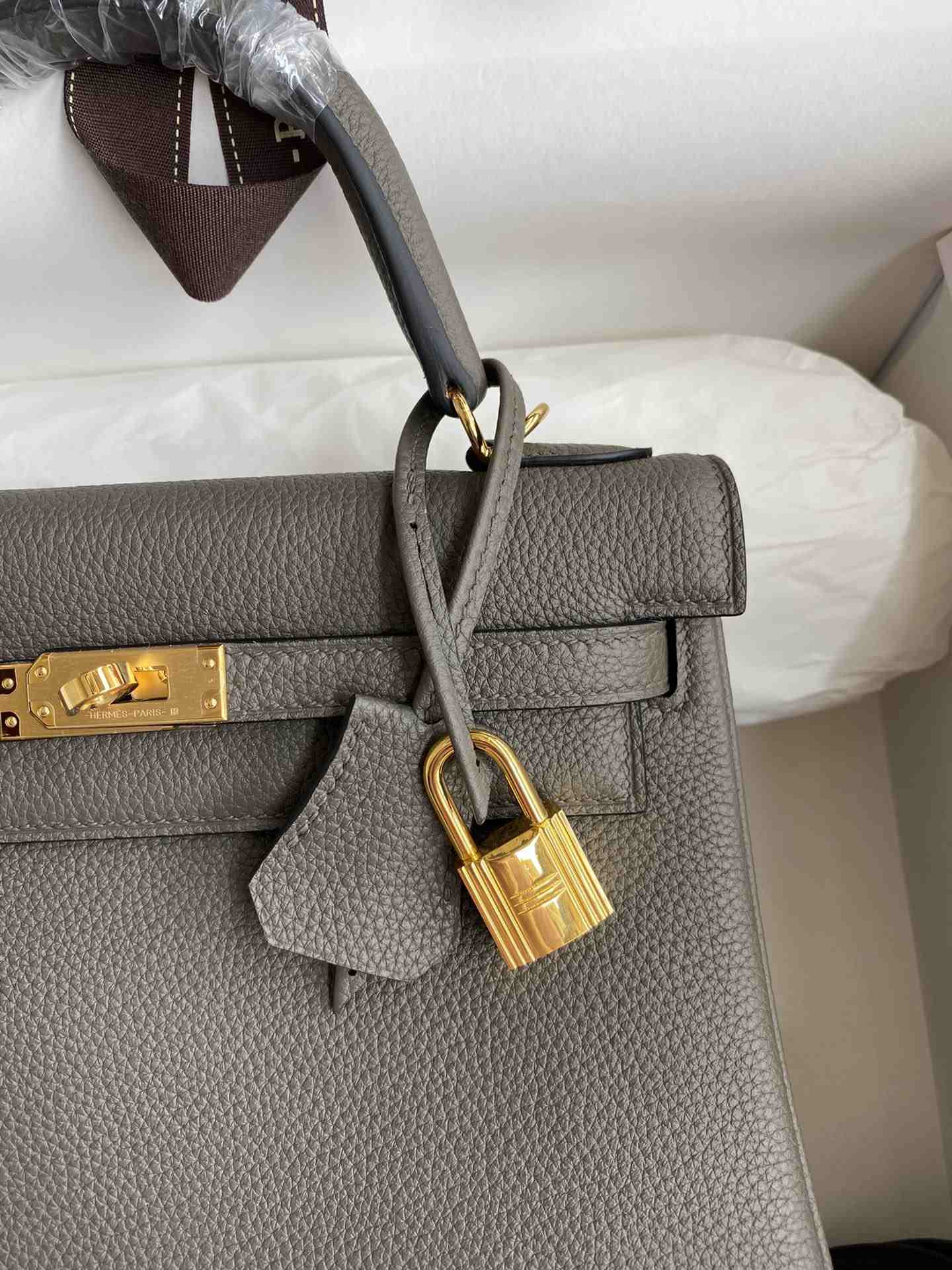 HERMES Kelly 25 Etain Togo Gold-tone Hardware