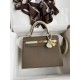 HERMES Kelly 25 Etoupe&Craie Epsom Gold-tone Hardware