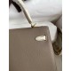 HERMES Kelly 25 Etoupe&Craie Epsom Gold-tone Hardware