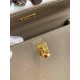 HERMES Kelly 25 Etoupe&Craie Epsom Gold-tone Hardware