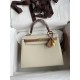 HERMES Kelly 25 Craie&Gold Epsom Gold-tone Hardware