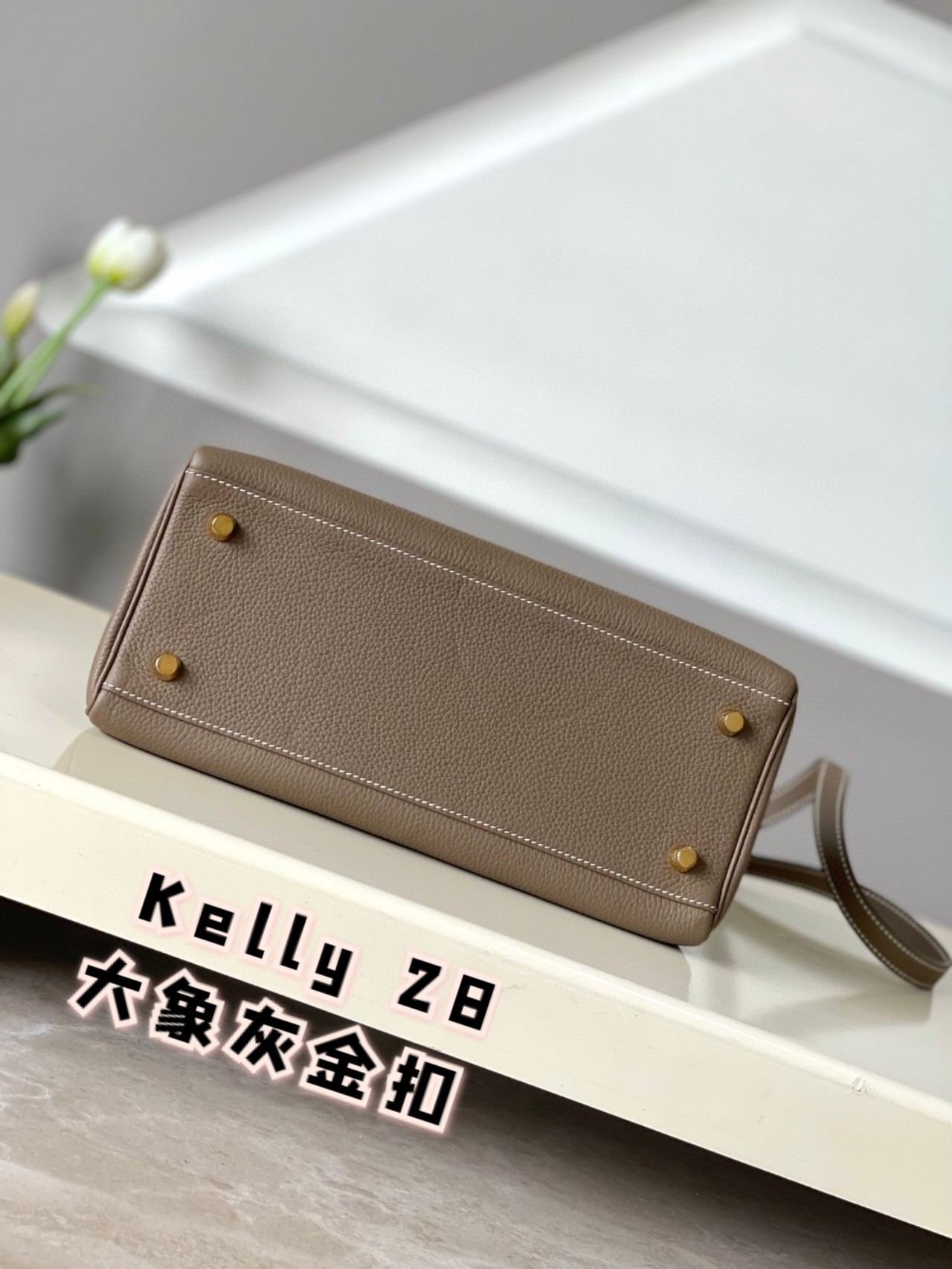 HERMES Kelly 28 Etoupe Togo Gold-tone Hardware