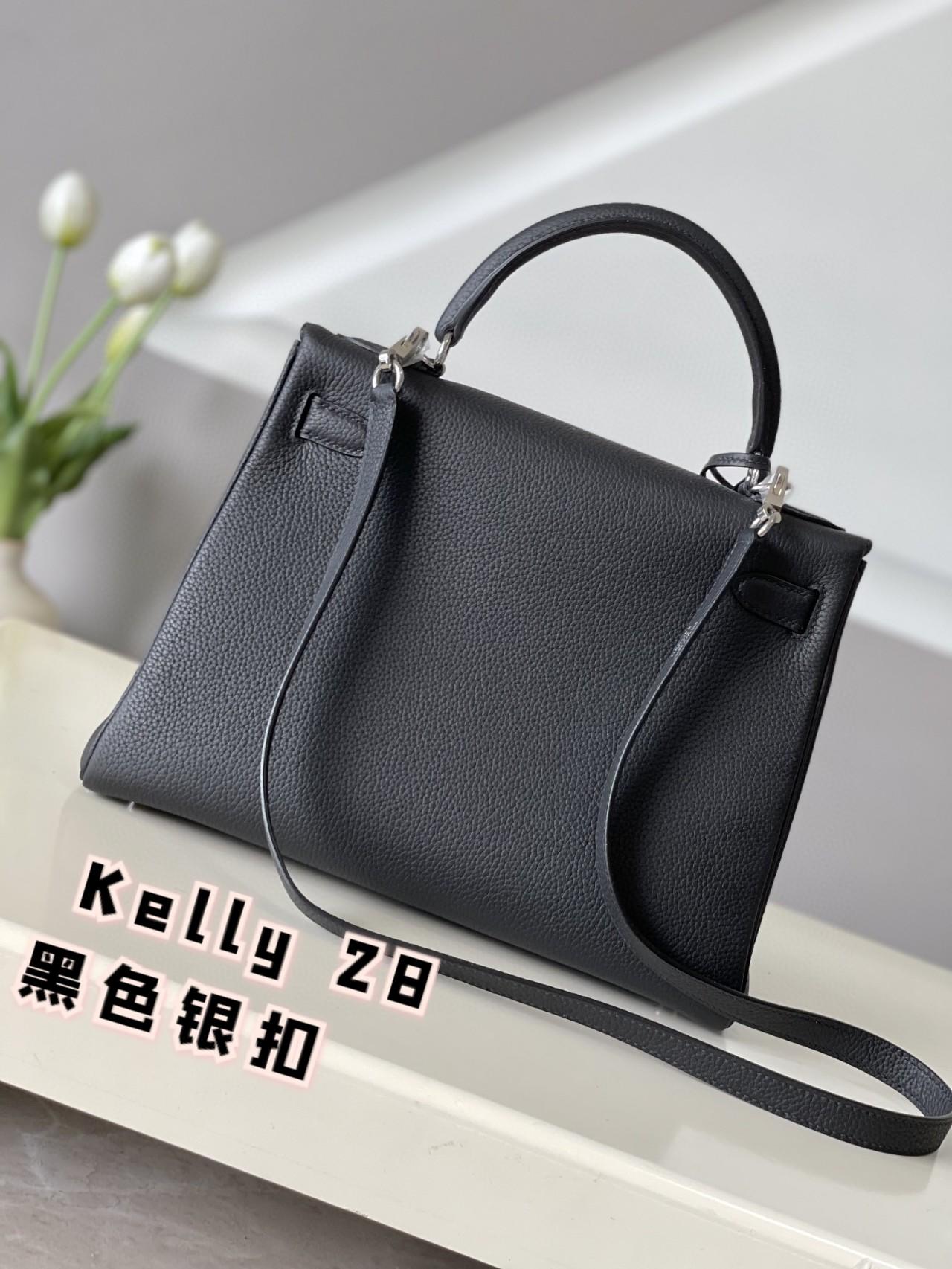 HERMES Kelly 28 Nior Togo Silver-tone Hardware