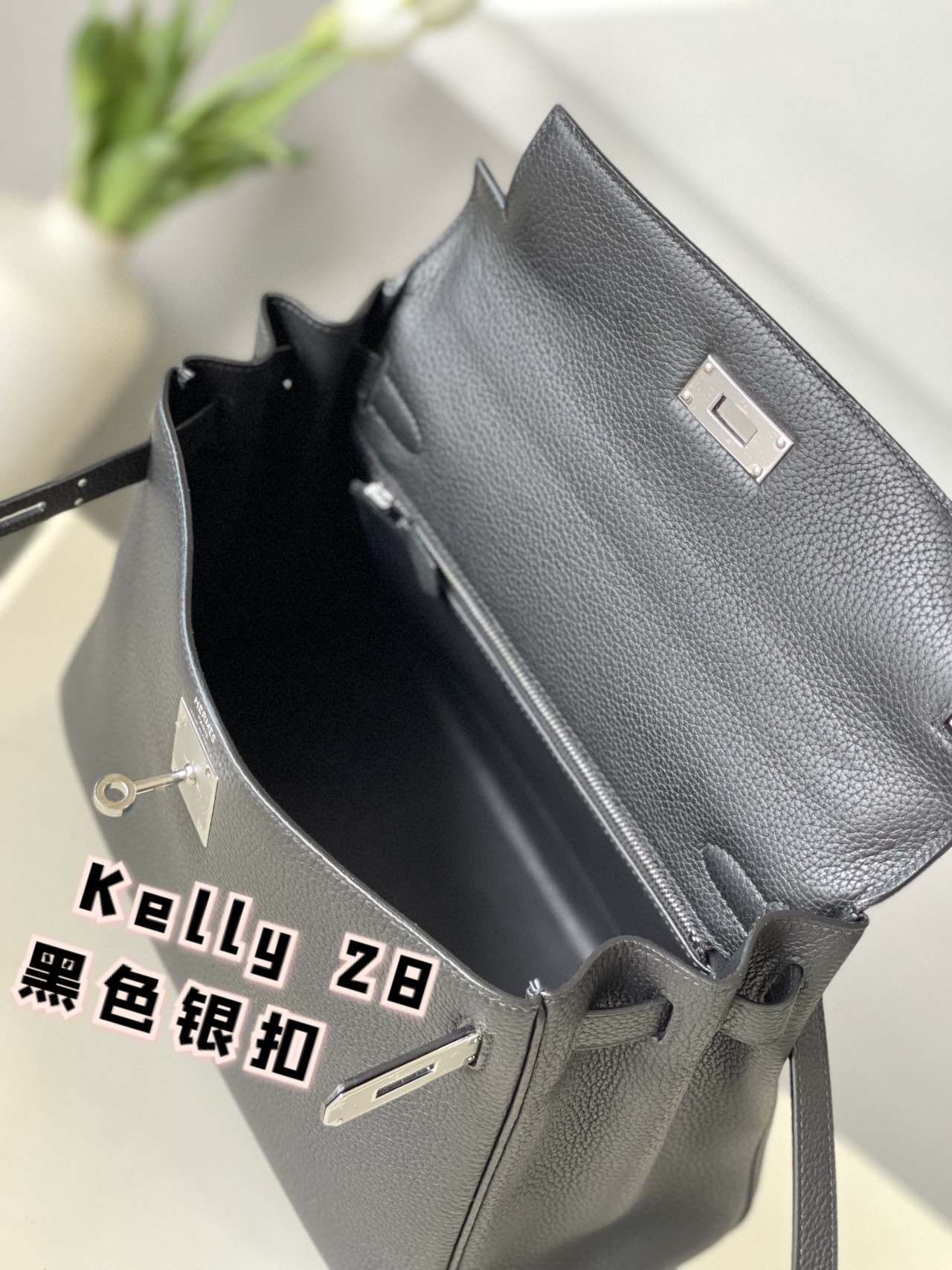 HERMES Kelly 28 Nior Togo Silver-tone Hardware