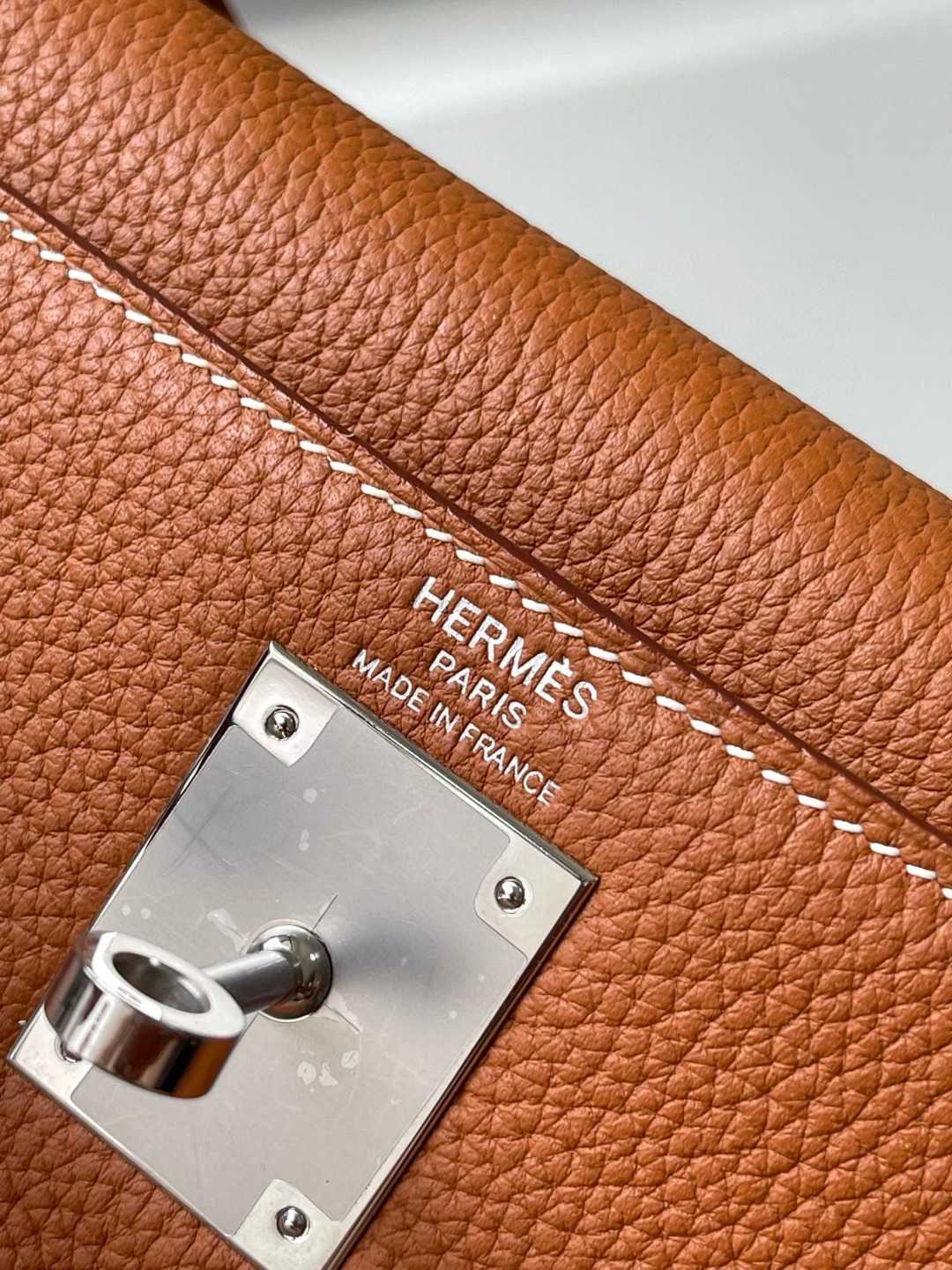 HERMES Kelly 28 Gold Togo Silver-tone Hardware