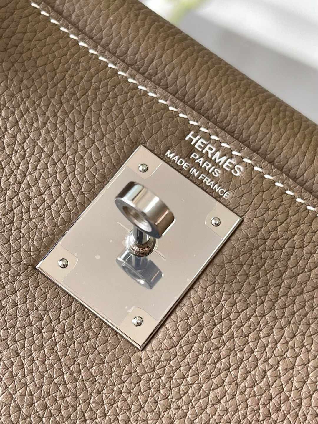 HERMES Kelly 28 Etoupe Togo Silver-tone Hardware