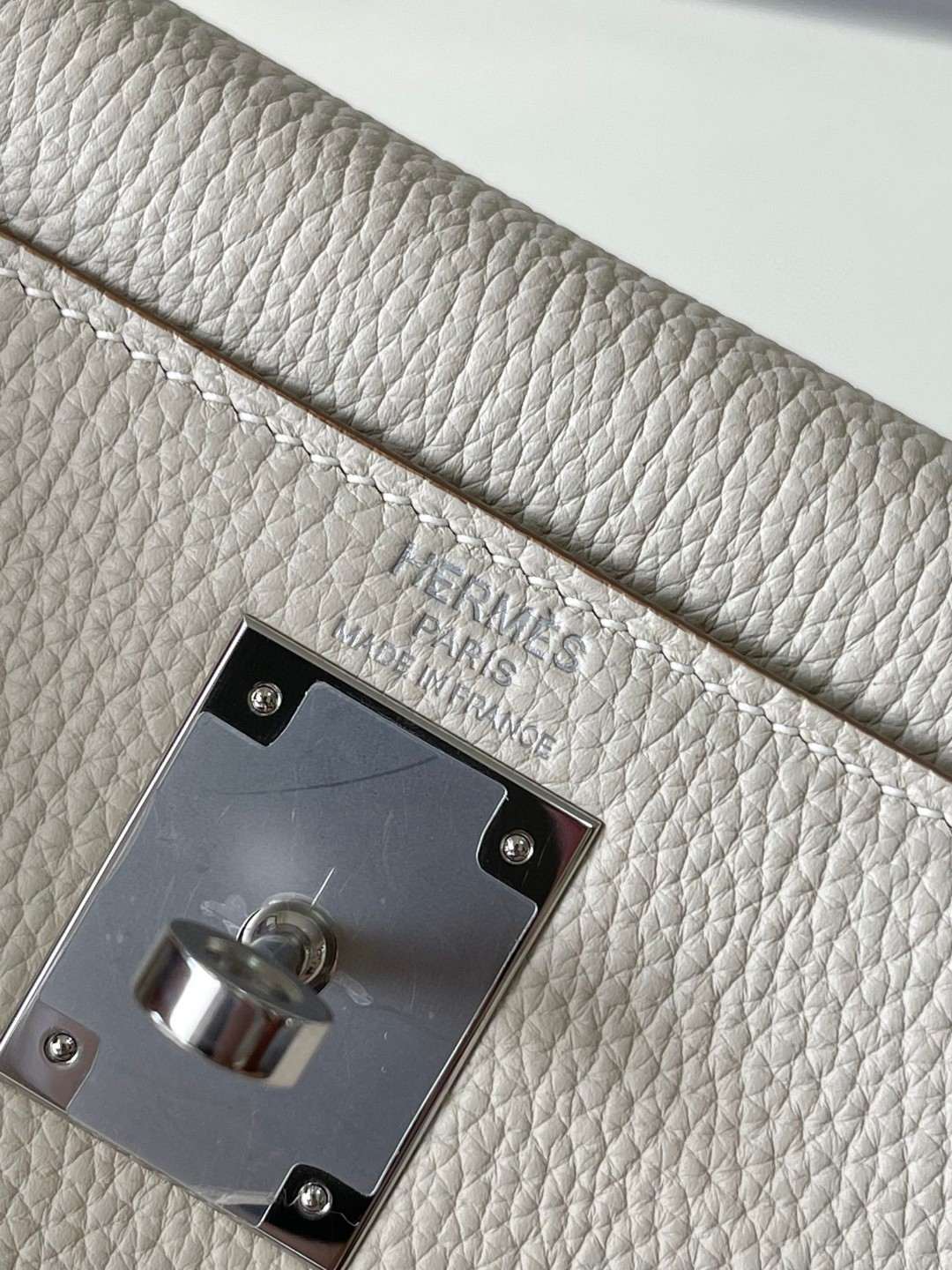 HERMES Kelly 28 Craie Togo Silver-tone Hardware