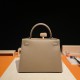 HERMES Kelly 28 Etoupe Epsom Silver-tone Hardware