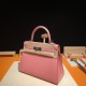 HERMES Kelly 28 Rose Confetti Epsom Silver-tone Hardware