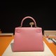 HERMES Kelly 28 Rose Confetti Epsom Silver-tone Hardware