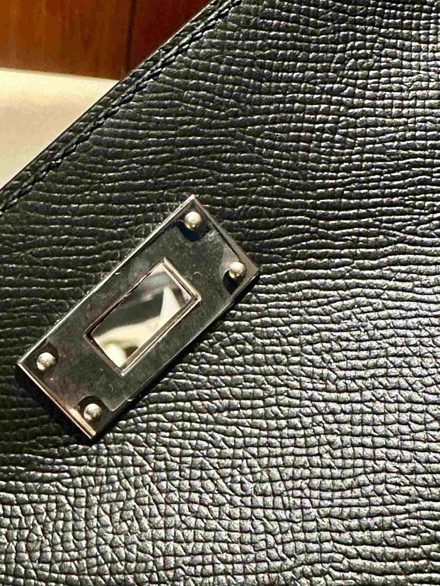 HERMES Kelly 28 Nior Epsom Silver-tone Hardware