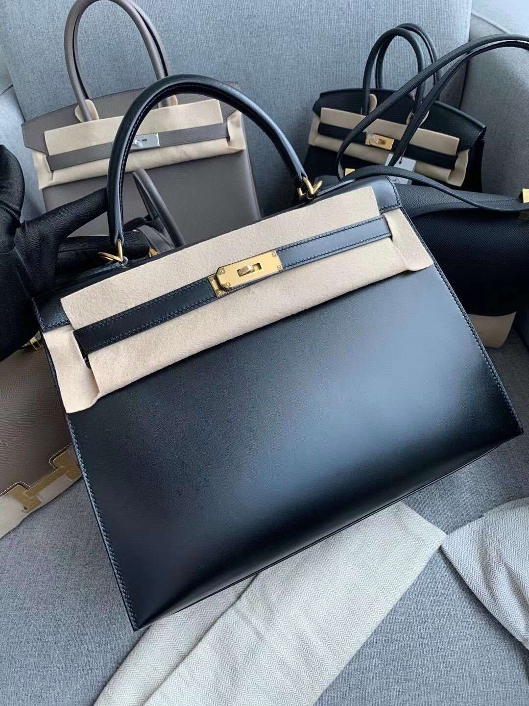 HERMES Kelly 25 Nior Box Gold-tone Hardware