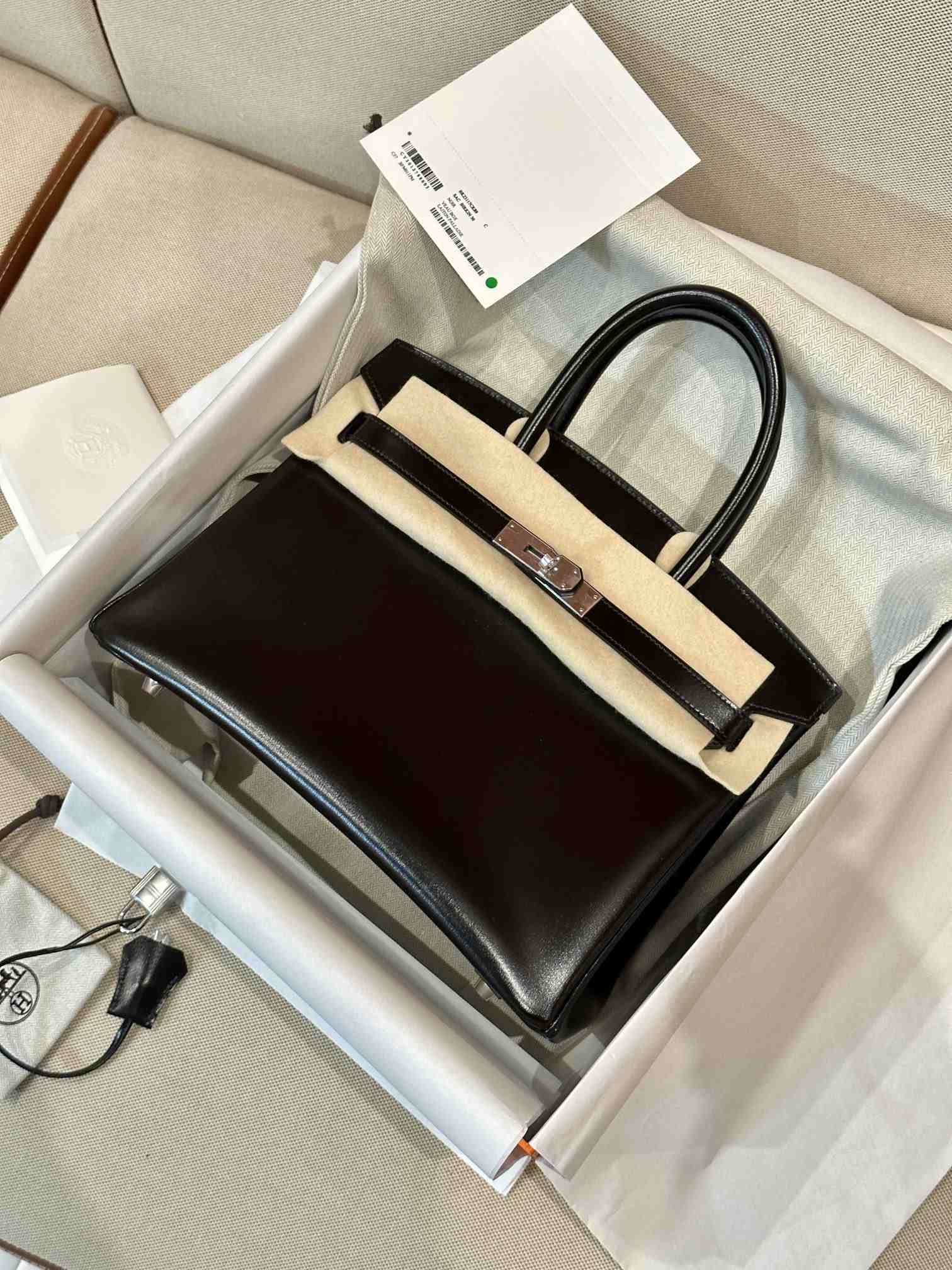 HERMES Birkin 30 Nior Box Silver-tone Hardware