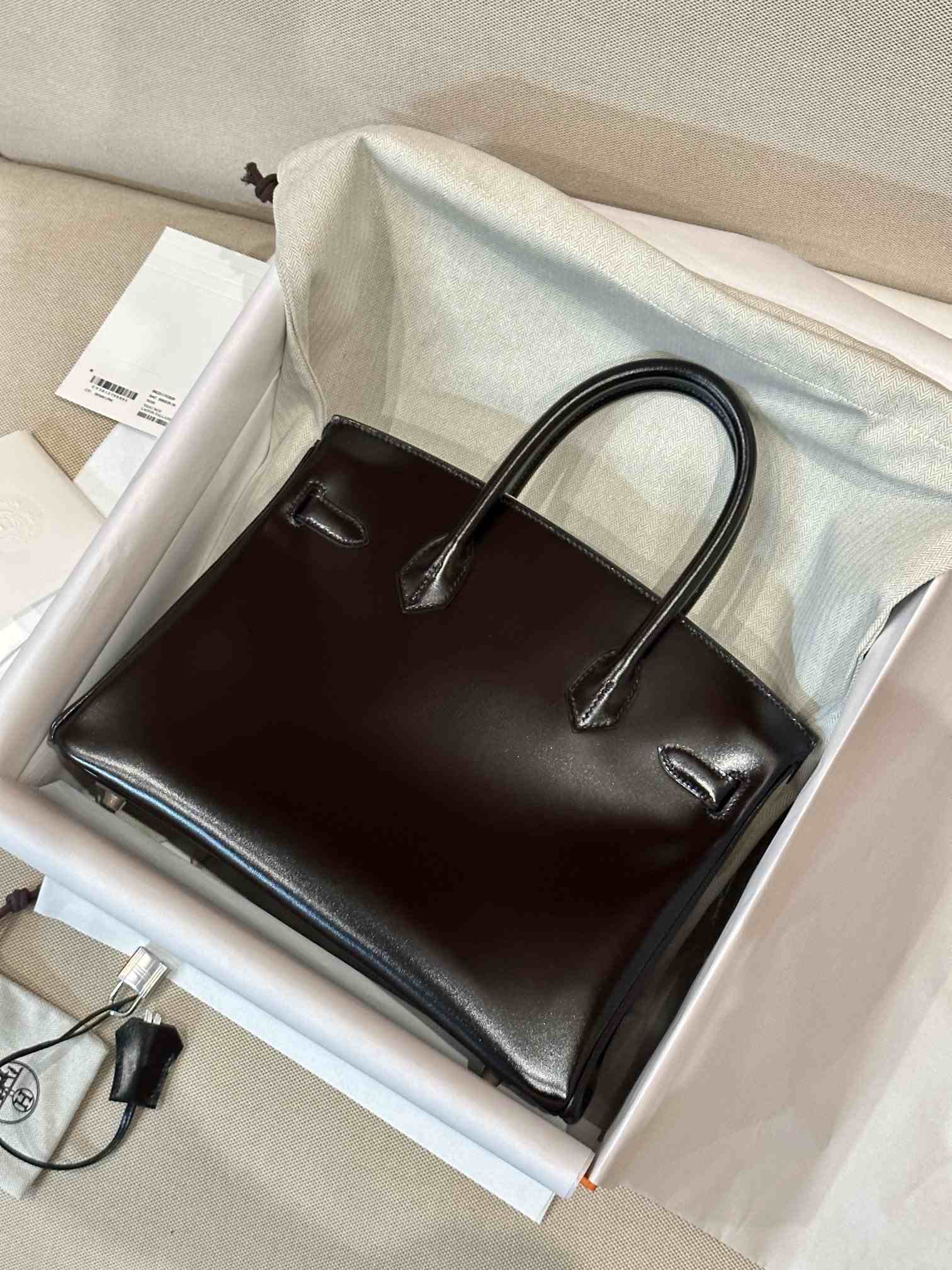 HERMES Birkin 30 Nior Box Silver-tone Hardware