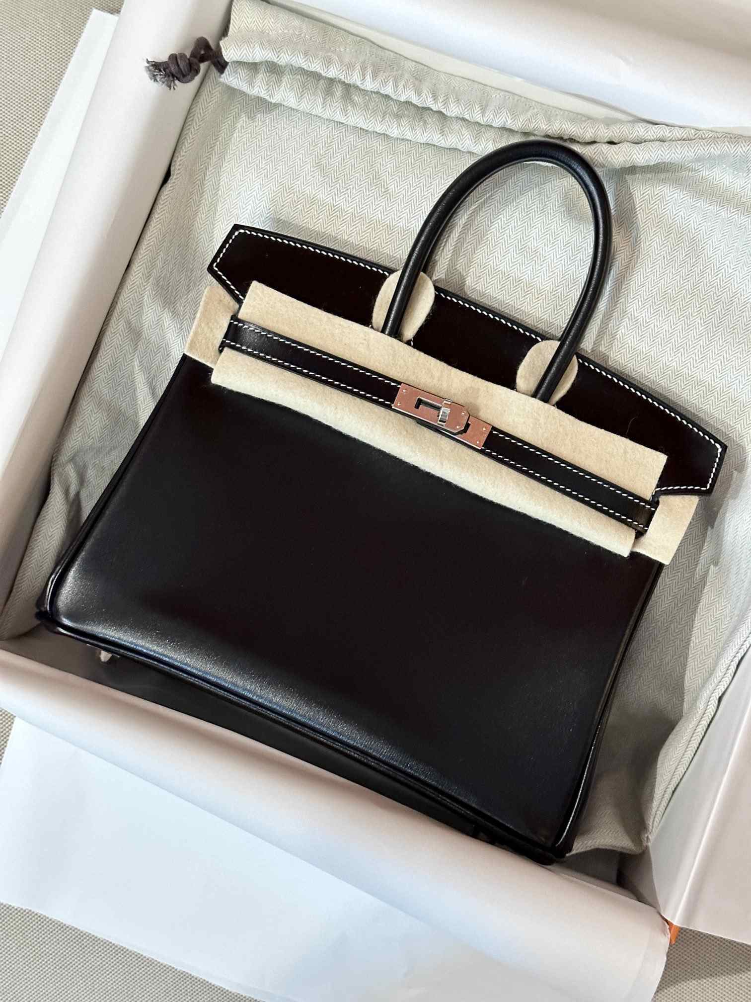 HERMES Birkin 25 Nior Box Silver-tone Hardware