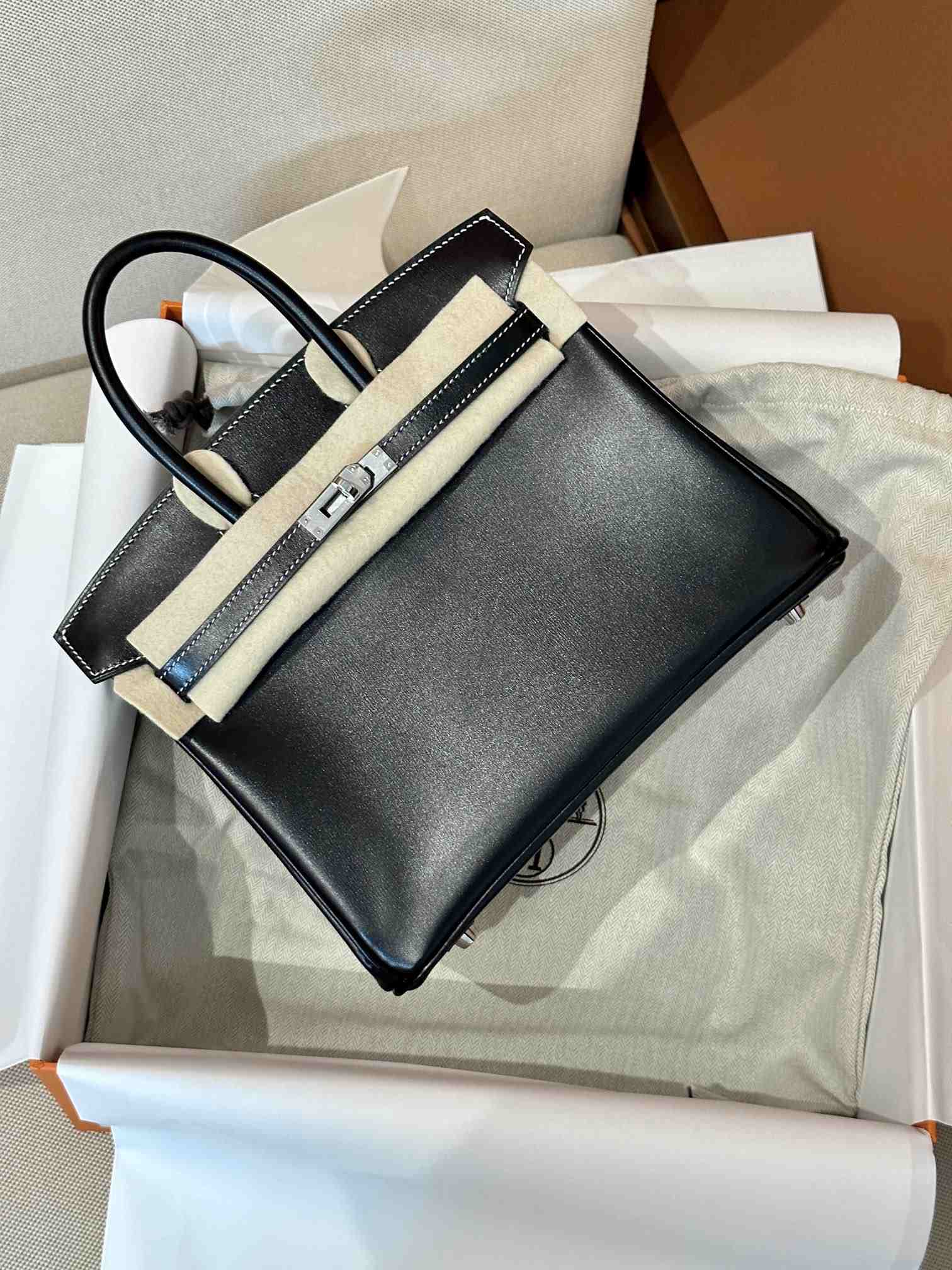 HERMES Birkin 25 Nior Box Silver-tone Hardware