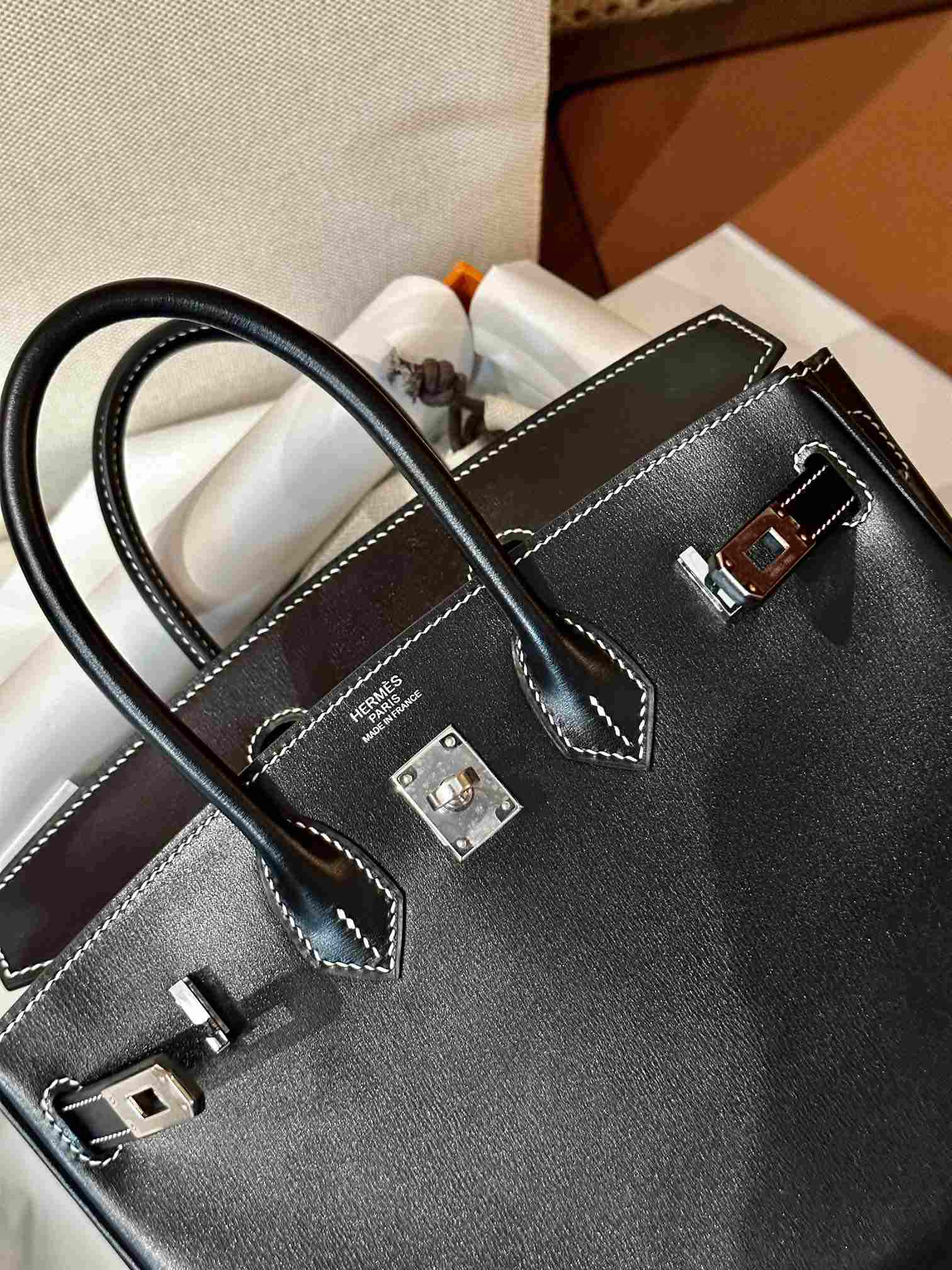 HERMES Birkin 25 Nior Box Silver-tone Hardware