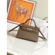 HERMES Kelly Mini II Etoupe Epsom Silver-tone Hardware