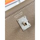 HERMES Kelly Mini II Etoupe Epsom Silver-tone Hardware