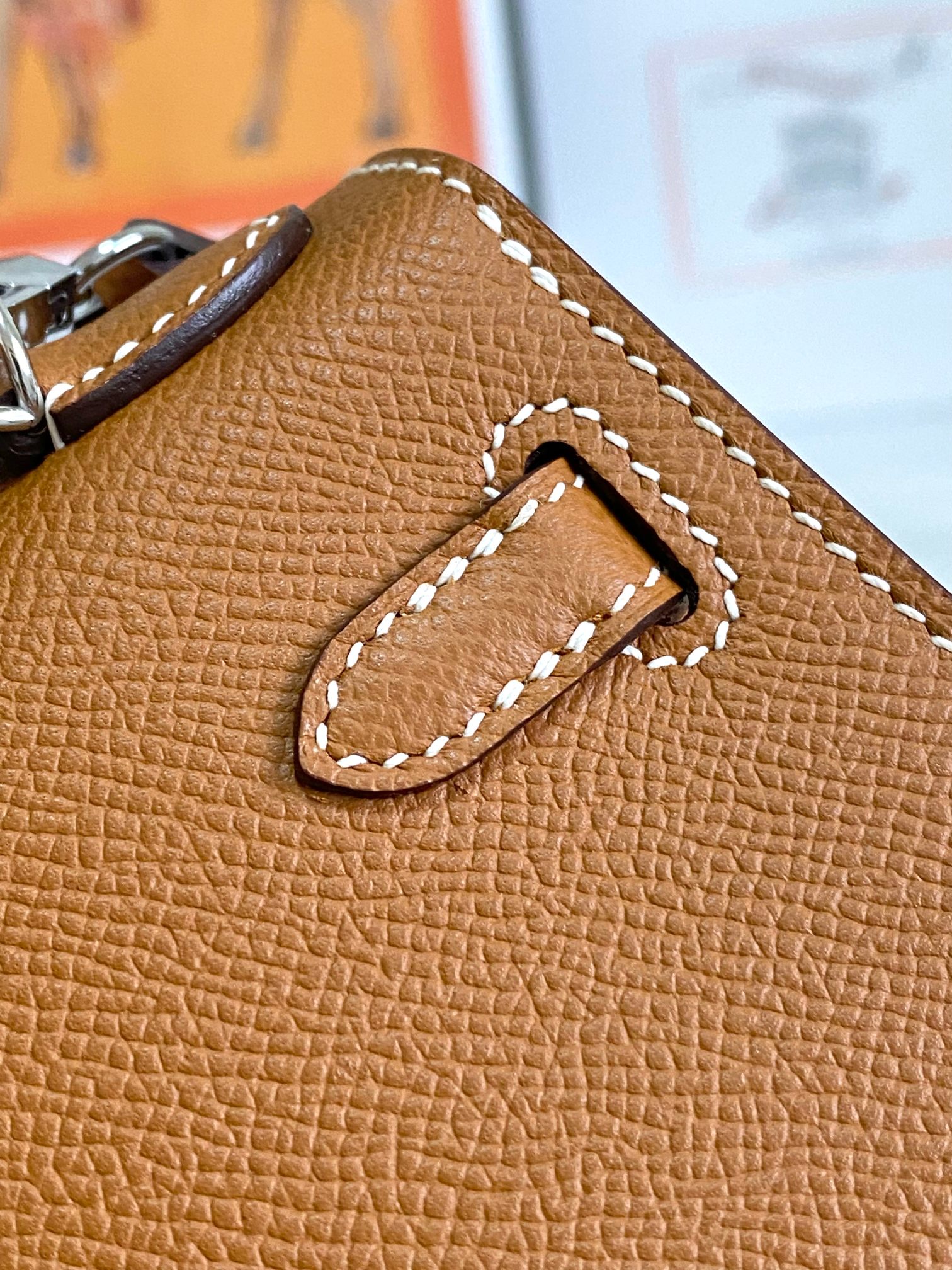 HERMES Kelly Mini II Gold Epsom Silver-tone Hardware