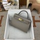 HERMES Kelly Mini II Gris Asphalte Epsom Gold-tone Hardware