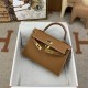 HERMES Kelly Mini II Gold Epsom Gold-tone Hardware