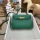 HERMES Kelly Mini II Vert Vertigo Epsom Gold-tone Hardware