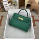 HERMES Kelly Mini II Vert Vertigo Epsom Gold-tone Hardware