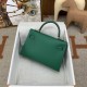 HERMES Kelly Mini II Vert Vertigo Epsom Gold-tone Hardware