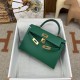 HERMES Kelly Mini II Vert Vertigo Epsom Gold-tone Hardware